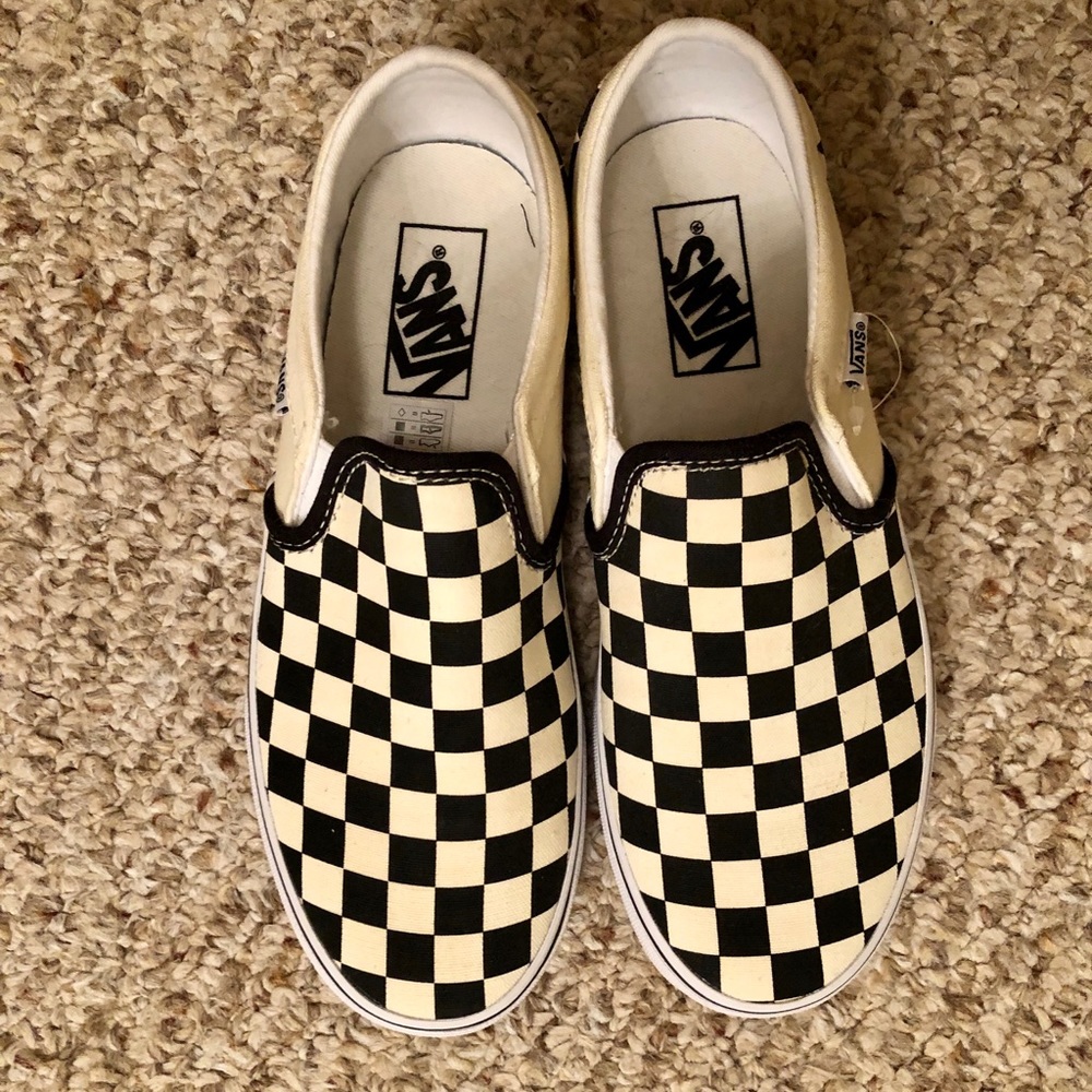 Checkered vans slip ons NWOT